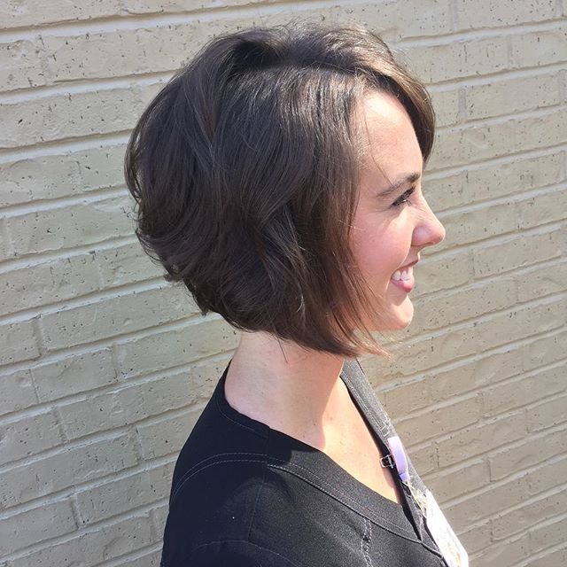 Short Soft Wavy Angled Bob Hairstyles