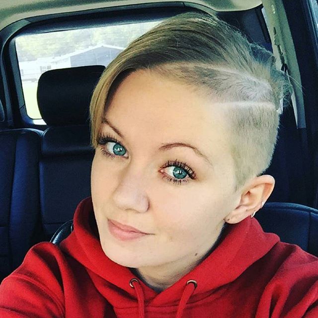 cool short haircut for women - half shaved pixie cut