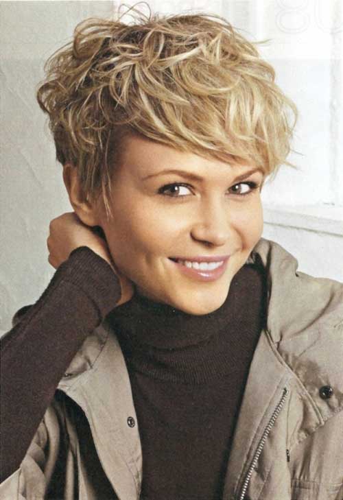 cute short wavy curly pixie cut