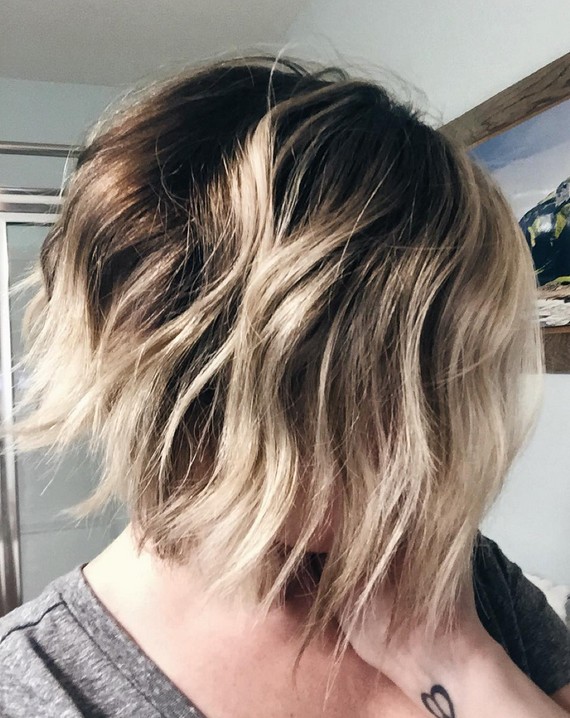 layered messy ombre bob haircut for women
