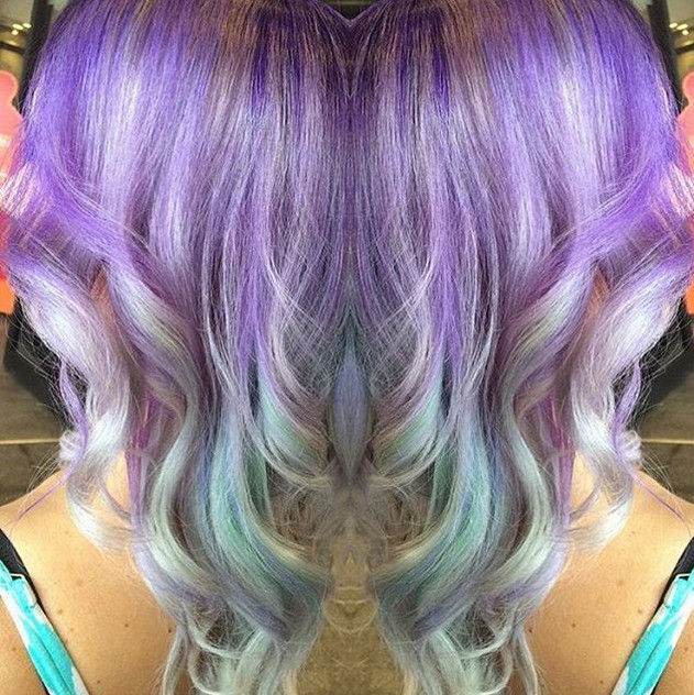 pastel purple hair style with waves