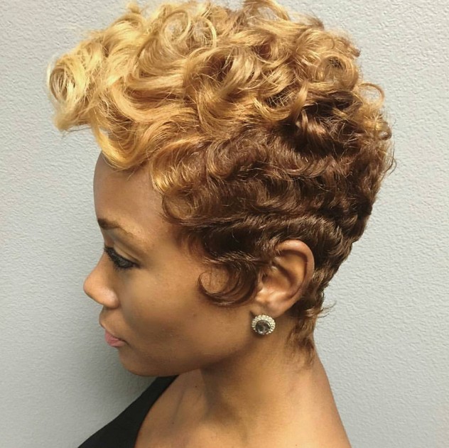 permed short haircut for black women