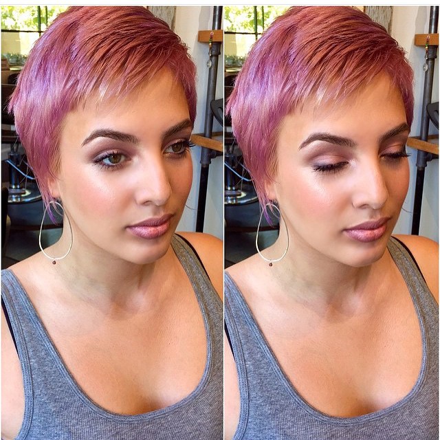 short purple pixie cut for fine thin hair