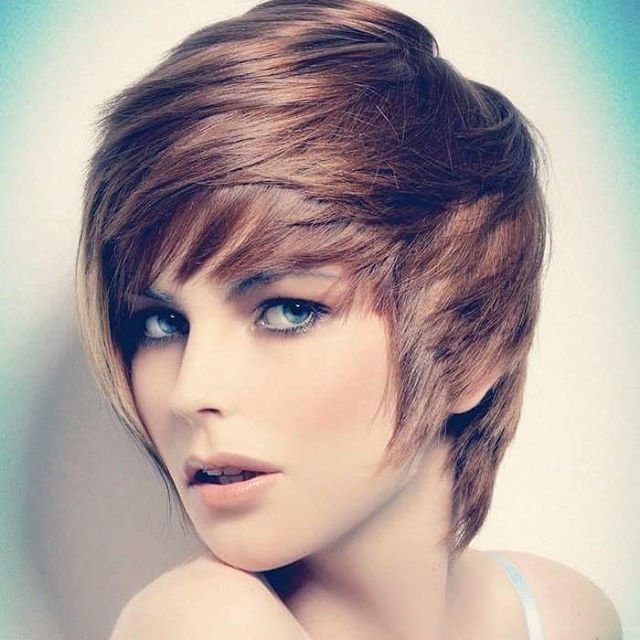 simple layered long pixie cut with bangs
