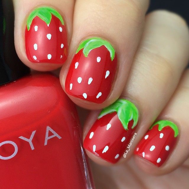 Adorable Strawberry Nail Design