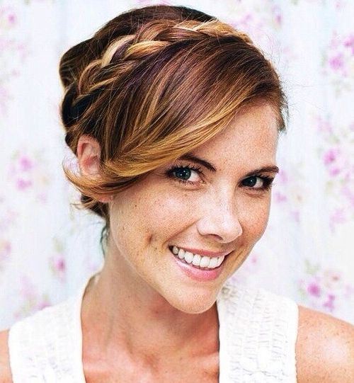 Braided Updo with Side-swept Bangs