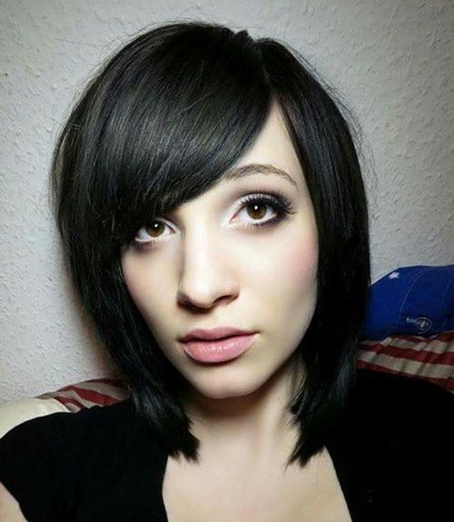 Chic Black Bob with Side-parted Bangs