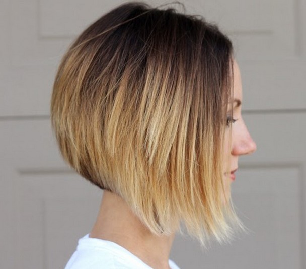 Chic asymmetrical ombre bob hairstyle for short hair
