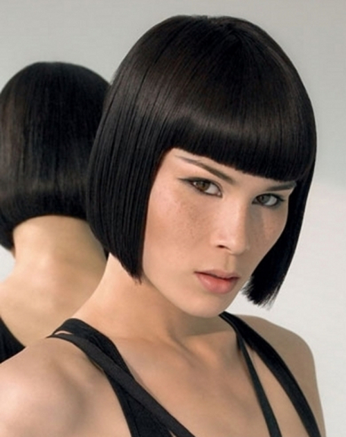 Faddish Black Bob with Blunt Ends