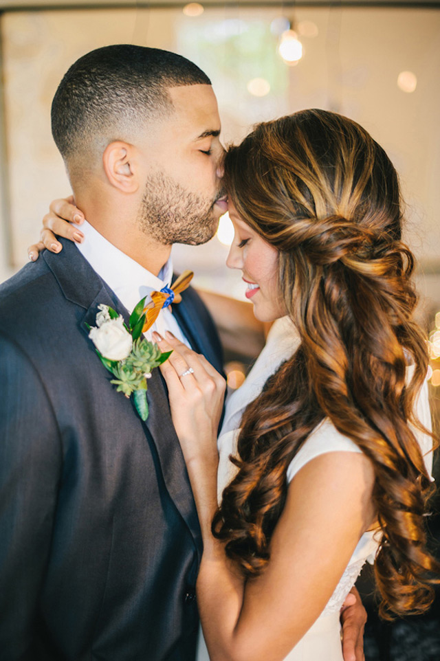 Lovely Twisted Half Updo Hairstyle for Brides