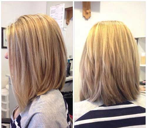 Medium layered lob hairstyle