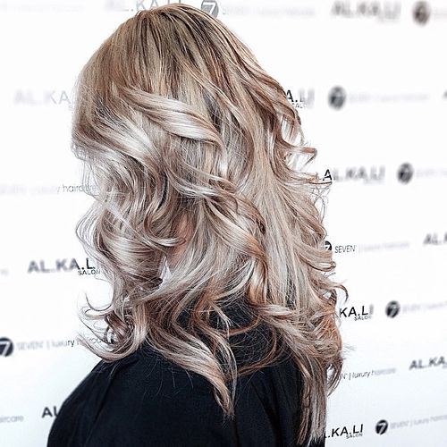 Stylish Long Curly Hairstyle for Ash Blonde Hair