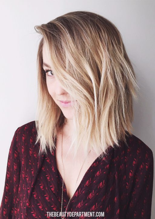 brunette to blonde ombre bob hairstyle with layers