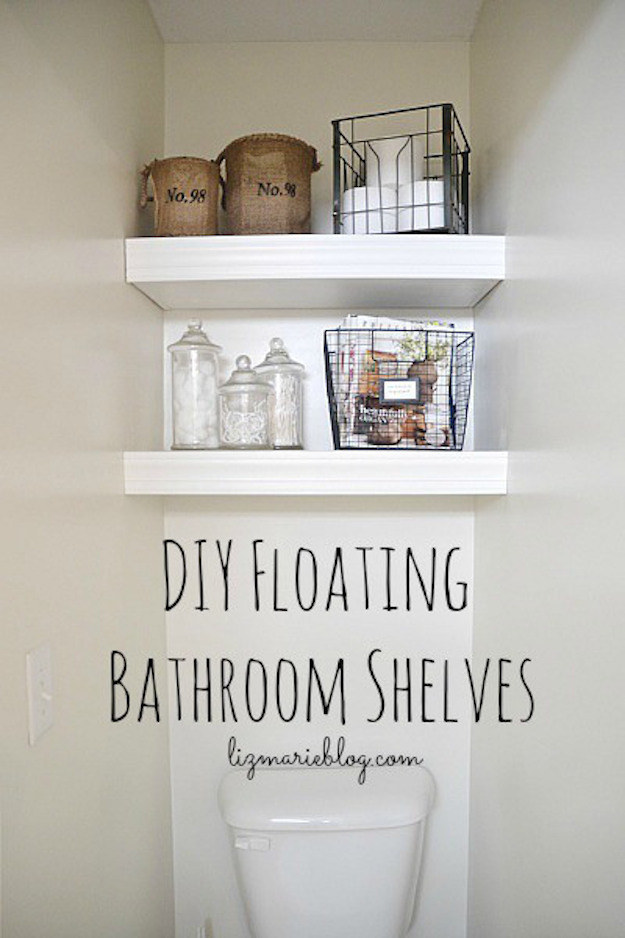 DIY Floating Bathroom Shelves