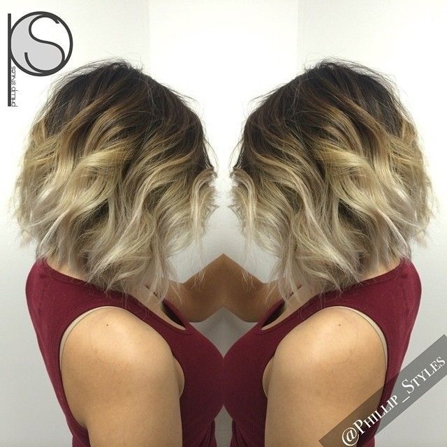 layered short ombre bob haircut for thick hair