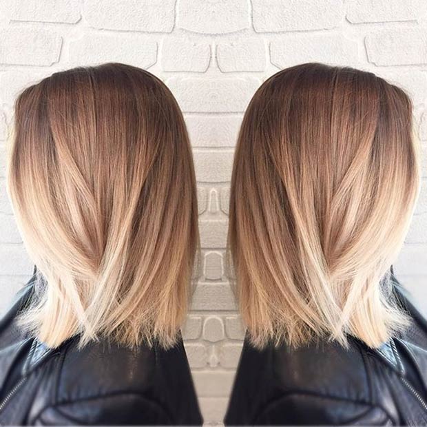 long bob cut STRAIGHT BOB + BLONDE BALAYAGE