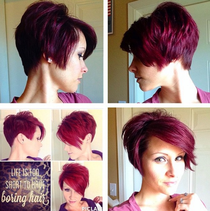 long pixie cut - redhead -red hair color