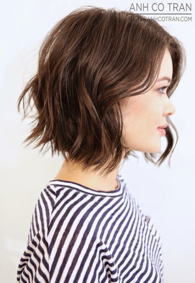 side view of short choppy bob hairstyle for girls