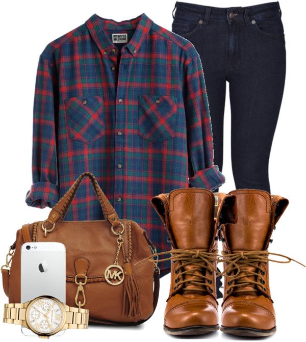Plaid Shirt Outfit with Boots