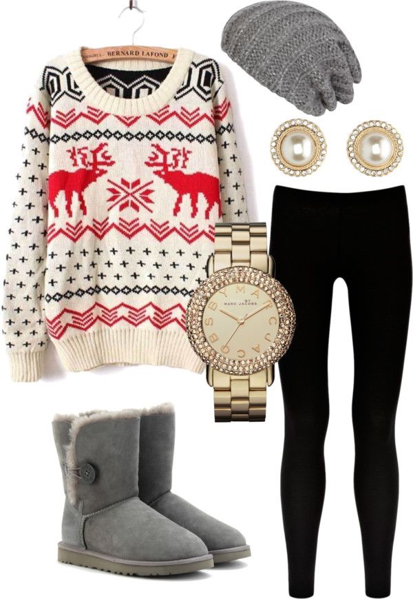 Lovely Winter Outfit with Printed Sweater