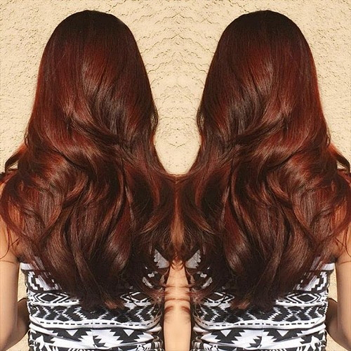 Beautiful Copper Brown Haircut for Thick Hair