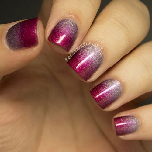 Glitter Ombre Nail Design for Short Hair