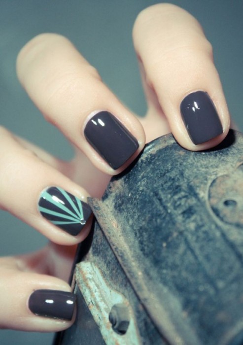 Grey Nail Art for Short Nails