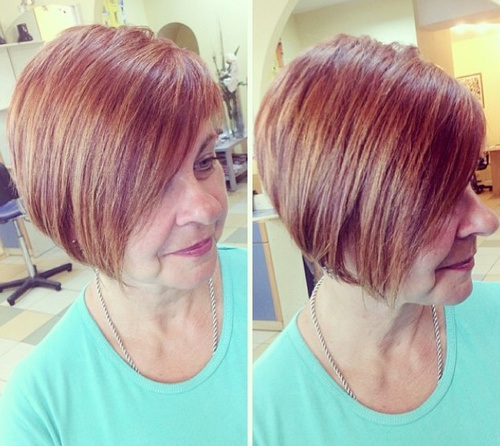 Highlighted Stacked Bob for Mature Women