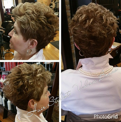 Highlighted Voluminous Curls for Mature Women