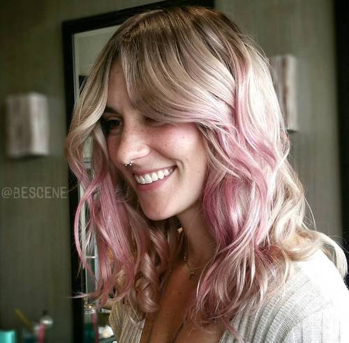 Ombre Pink Hairstyle for Blonde Hair