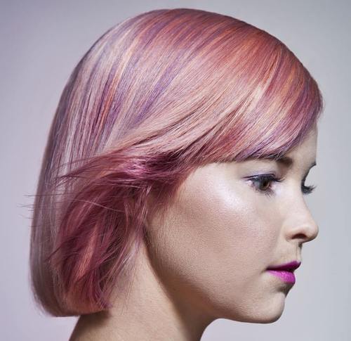 Pink Hairstyle with Lavender Highlights