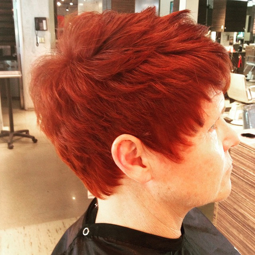 Red Textered Haircut for Women Over 50