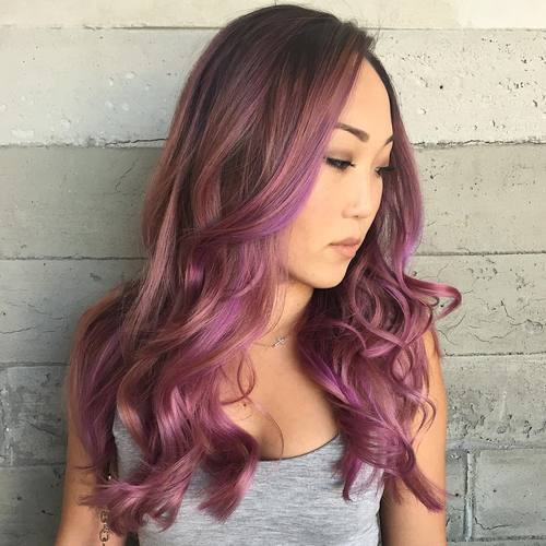 Stylish Violet Highlighted Pink Hair