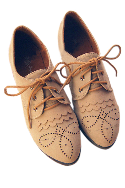 flat shoes in beige with punched holes