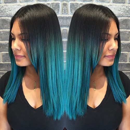 blonde and teal ombre hair