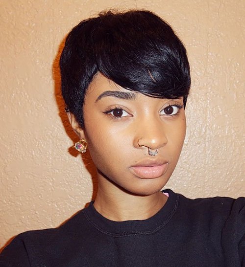 African American Pixie Cut With Bangs