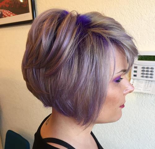 Purple With Blonde Highlights Bob Cut