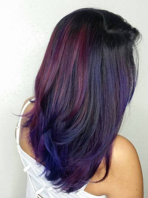 Sassy Purple Highlighted Hairstyles 