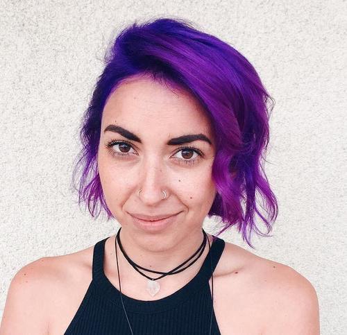 Sassy Purple Highlighted Hairstyles 