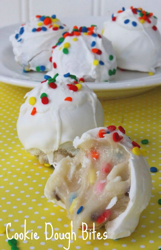 Chocolate Dipped Funfetti Cookie Dough Bites