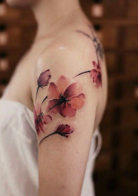 Watercolor flower tattoo design