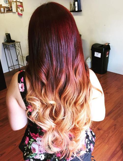 red to blonde ombre