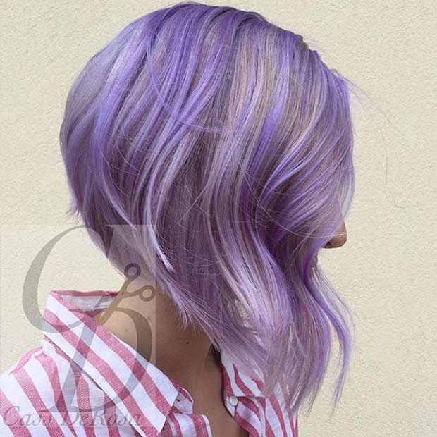 Purple With Blonde Highlights Bob Cut