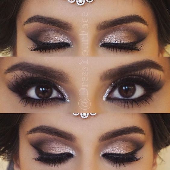 silver eye makeup for brown eyes