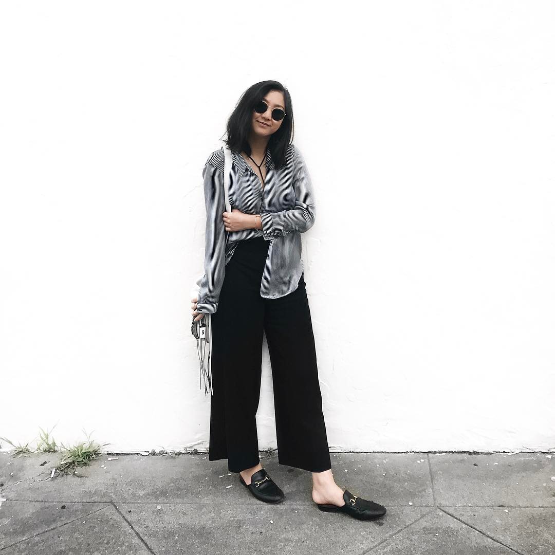 Black culottes outlet casual outfit