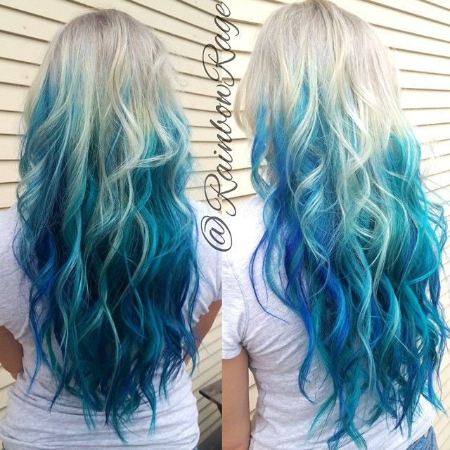 silver blue ombre hair