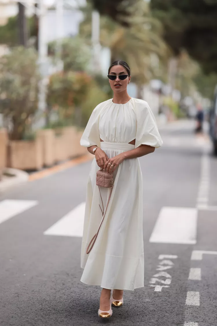 White Balloon Sleeve Dress